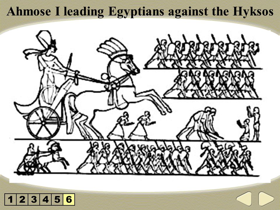 Ahmose I leading Egyptians against the Hyksos