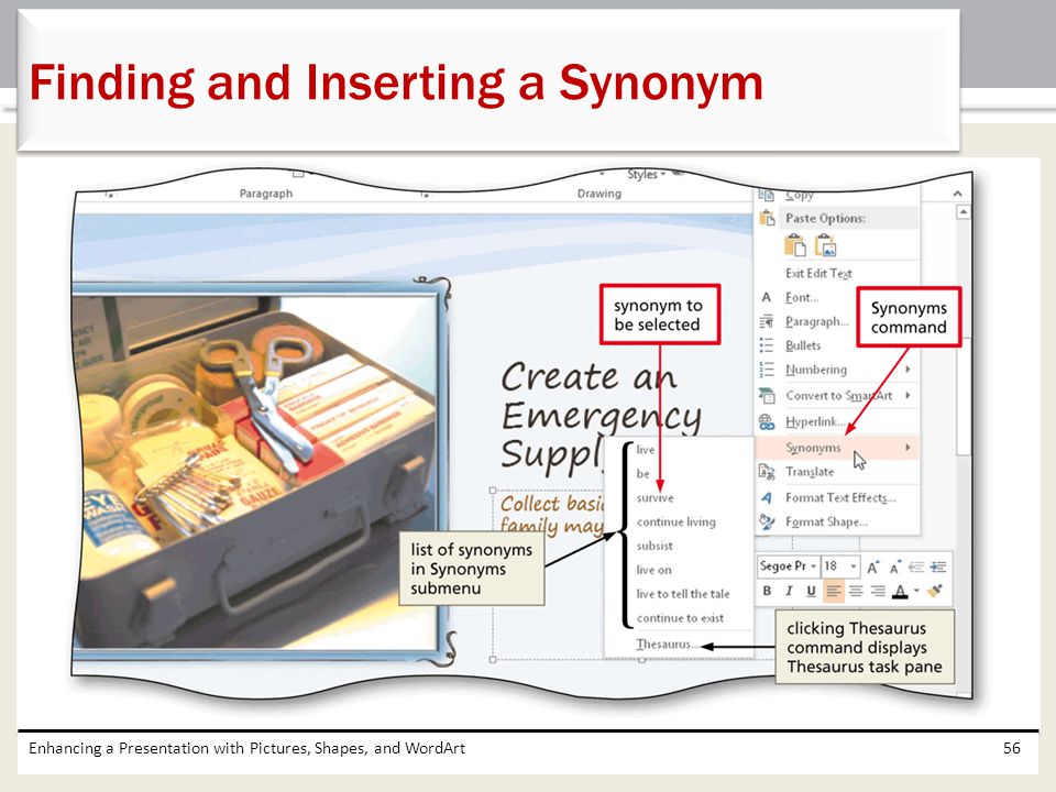 Finding and Inserting a Synonym