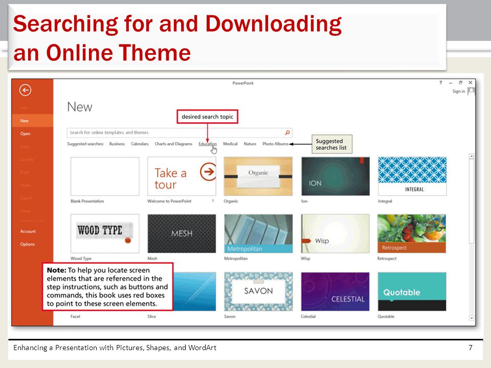 Searching for and Downloading an Online Theme