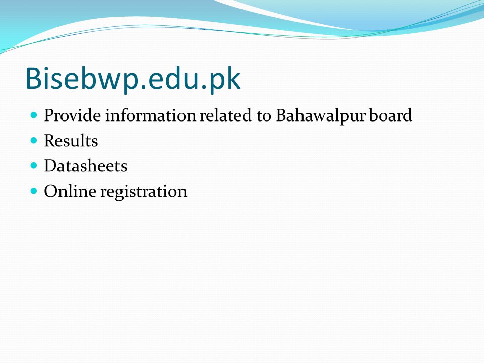 Bisebwp.edu.pk Provide information related to Bahawalpur board Results