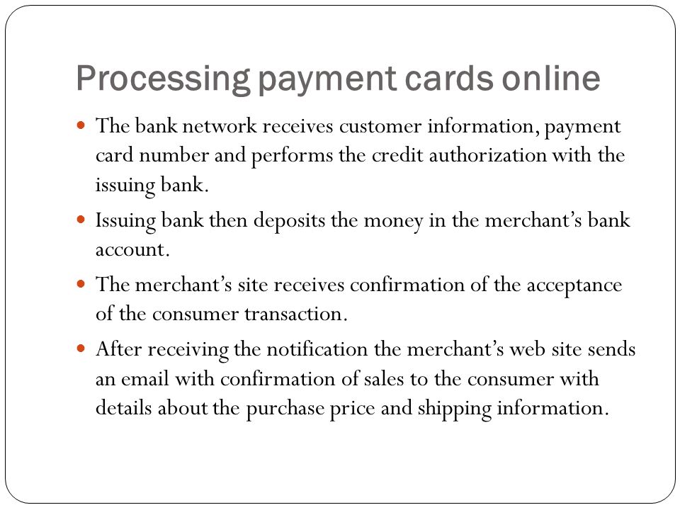 Processing payment cards online