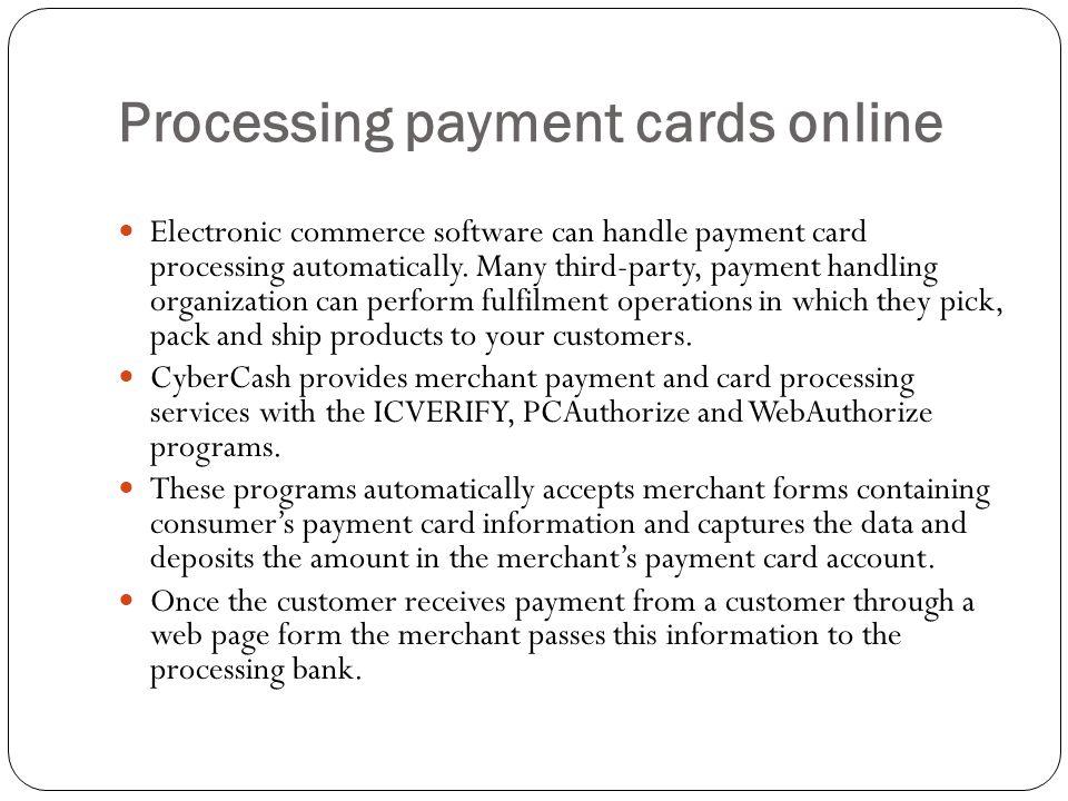Processing payment cards online