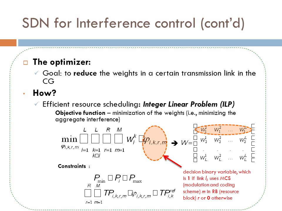 SDN for Interference control (cont’d)