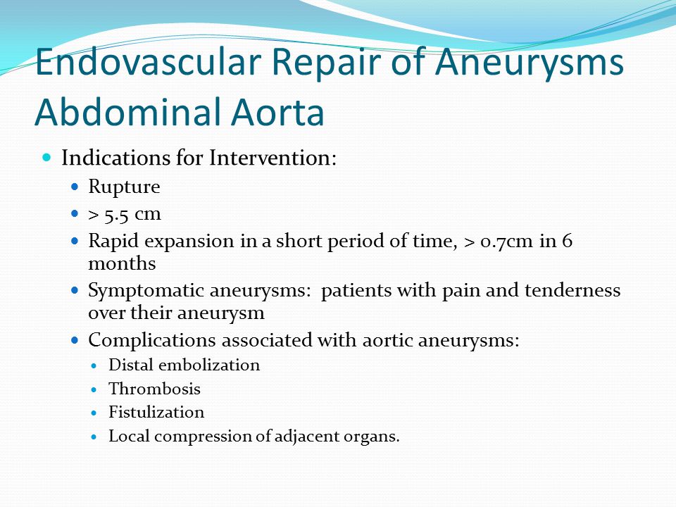 Endovascular Repair of Aneurysms - ppt video online download