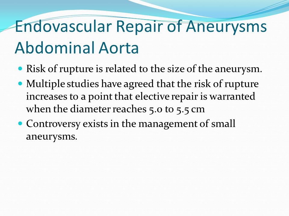 Endovascular Repair of Aneurysms Abdominal Aorta
