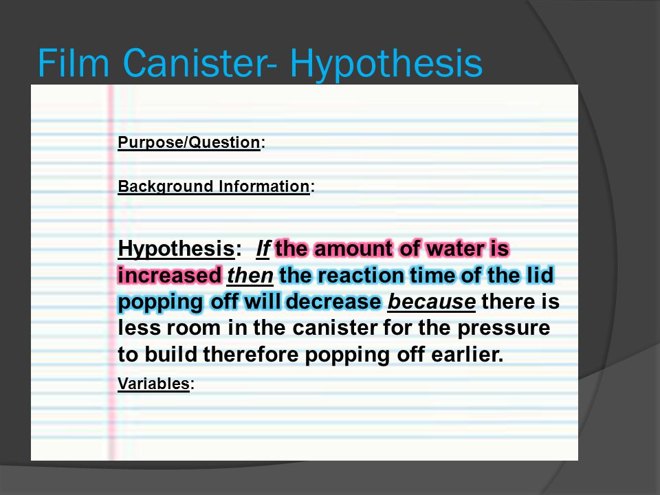 Film Canister- Hypothesis