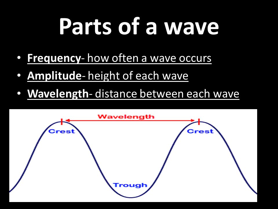 Parts of a wave Frequency- how often a wave occurs