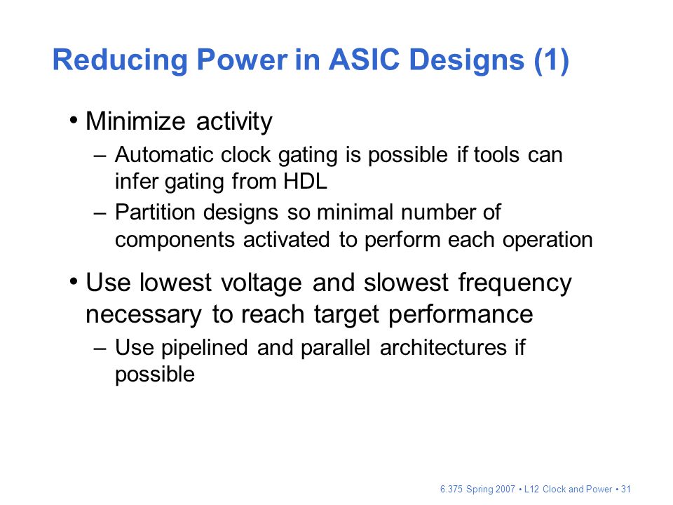 Reducing Power in ASIC Designs (1)