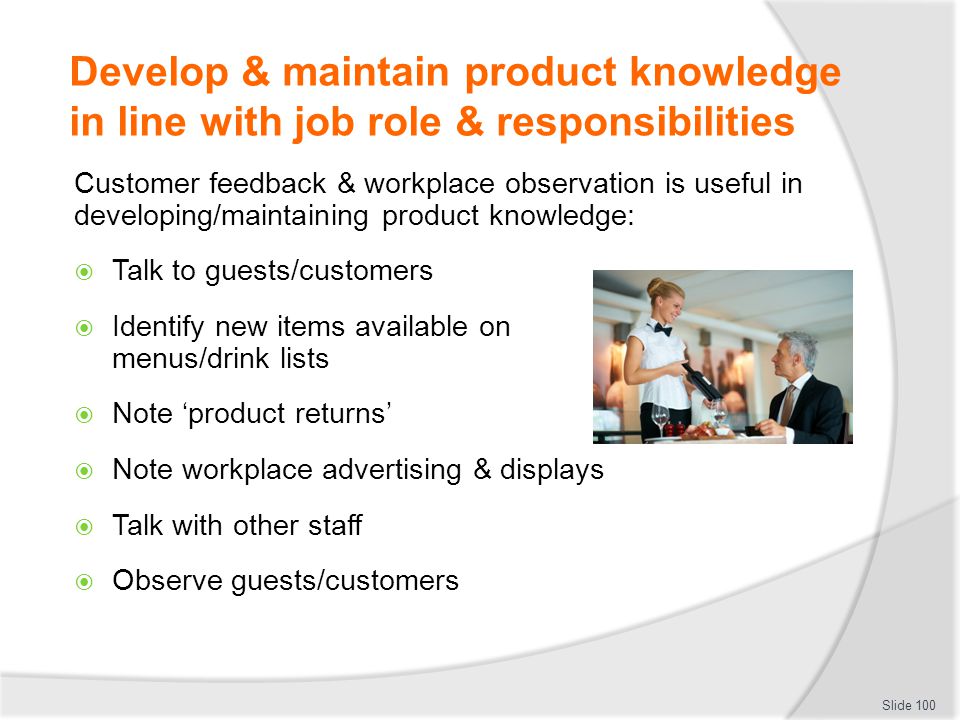 Develop And Maintain Food & Beverage Product Knowledge - Ppt Download