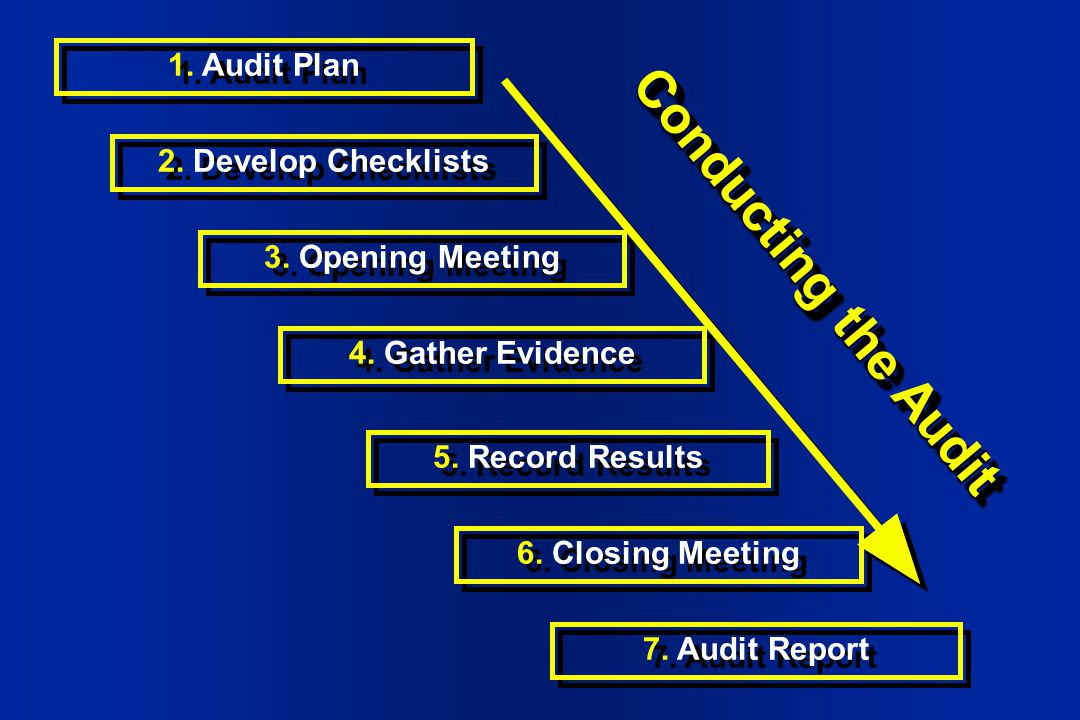 Conducting the Audit 1. Audit Plan 2. Develop Checklists