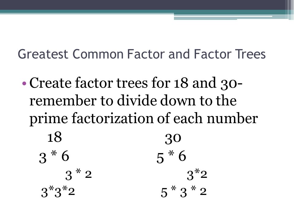 Greatest Common Factor and Factor Trees