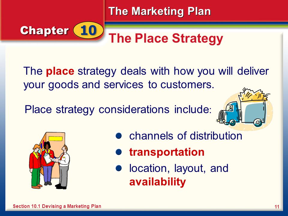 Place strategy considerations include: