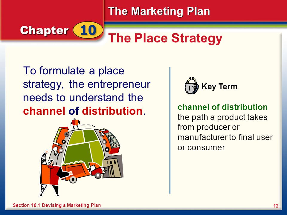 The Place Strategy To formulate a place strategy, the entrepreneur needs to understand the channel of distribution.