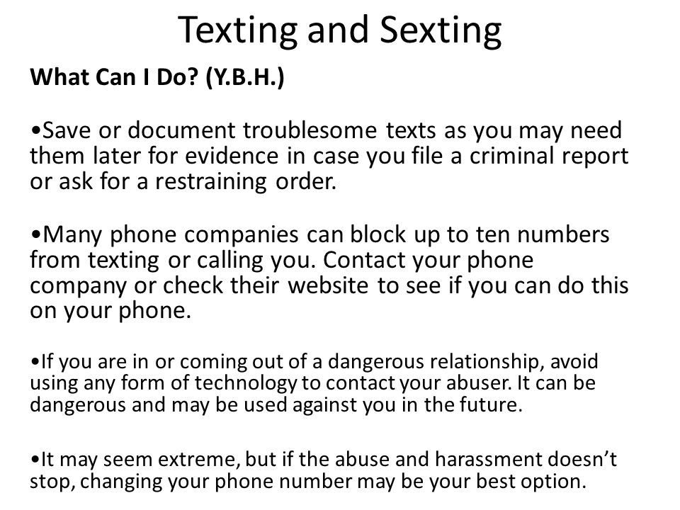 Texting and Sexting What Can I Do (Y.B.H.)