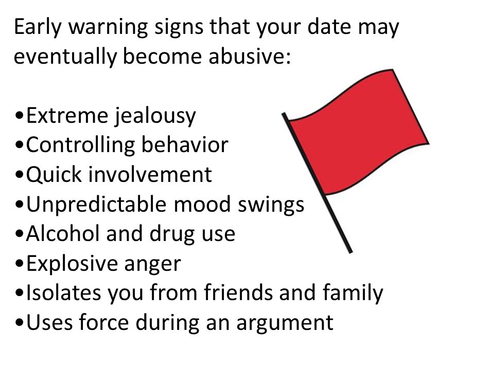Early warning signs that your date may eventually become abusive: