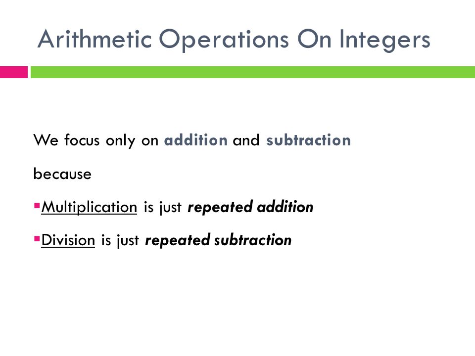 Arithmetic Operations On Integers