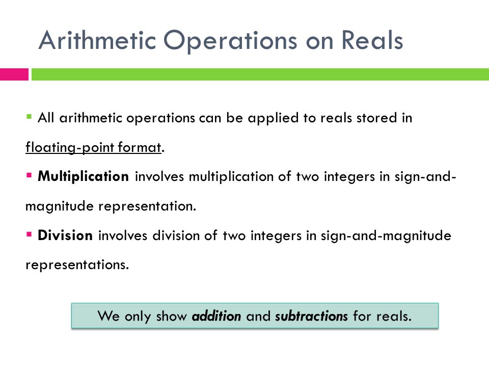 Arithmetic Operations on Reals