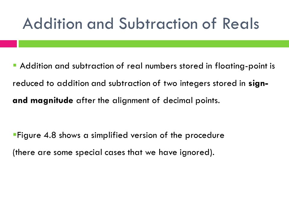Addition and Subtraction of Reals