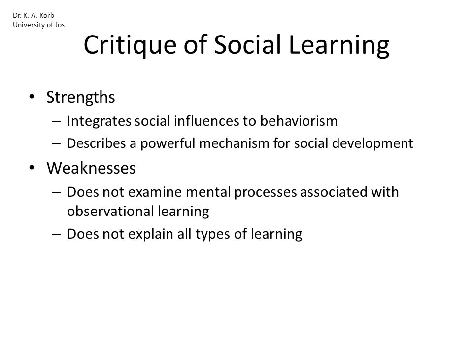 Critique of Social Learning