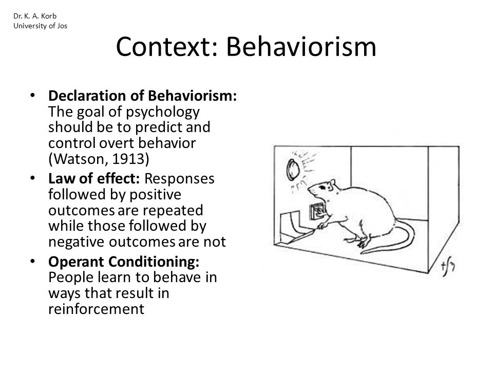 Dr. K. A. Korb University of Jos. Context: Behaviorism.