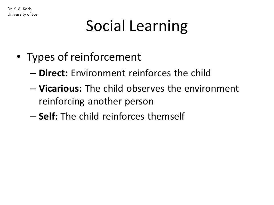 Social Learning Types of reinforcement