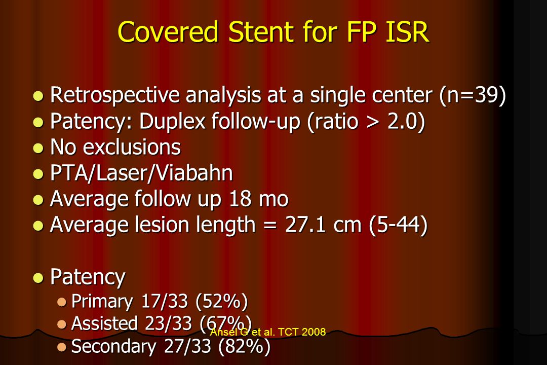 Covered Stent for FP ISR