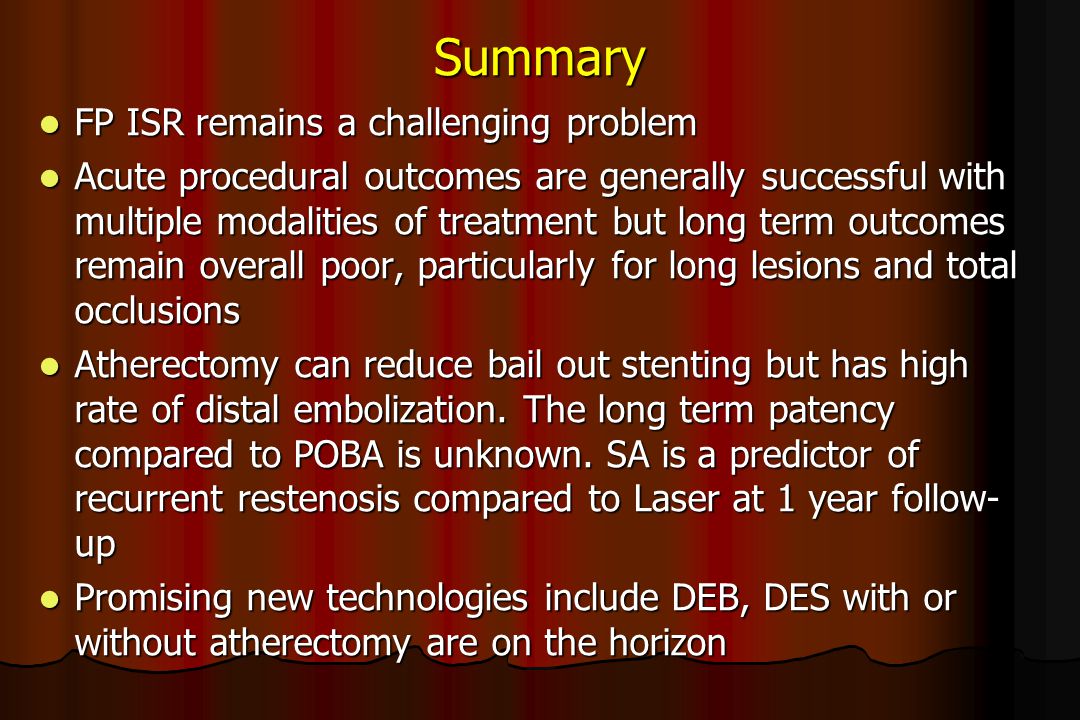 Summary FP ISR remains a challenging problem