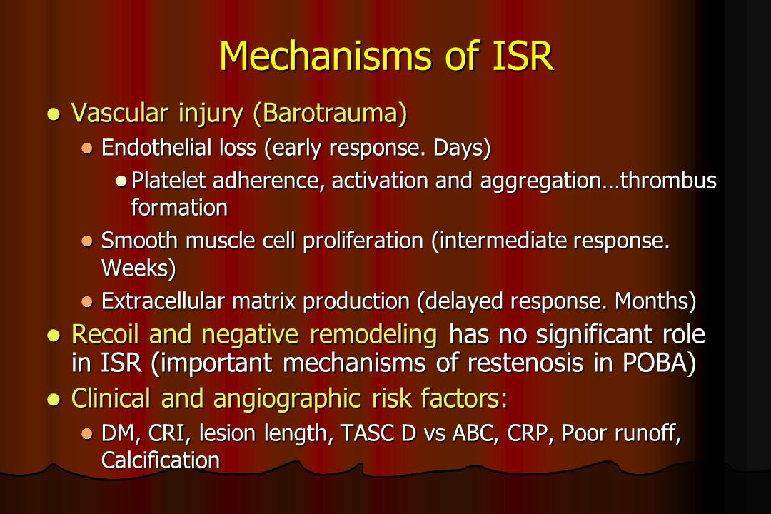 Mechanisms of ISR Vascular injury (Barotrauma)
