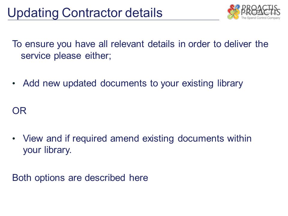 Updating Contractor details