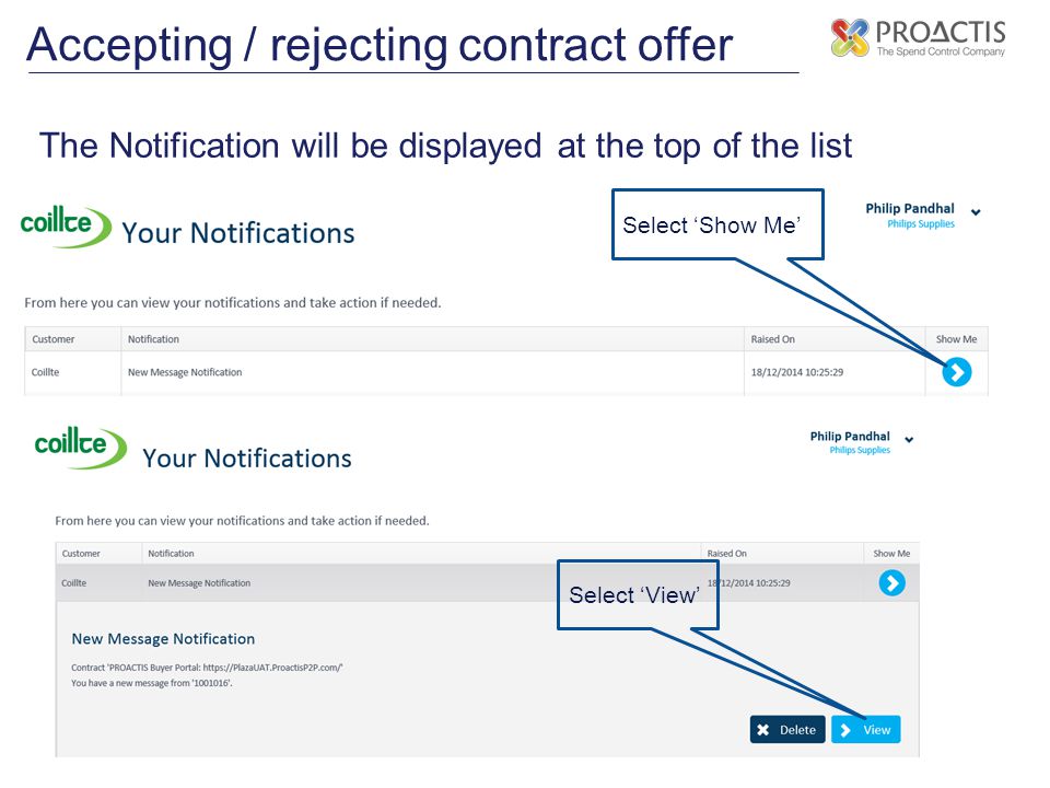 Accepting / rejecting contract offer