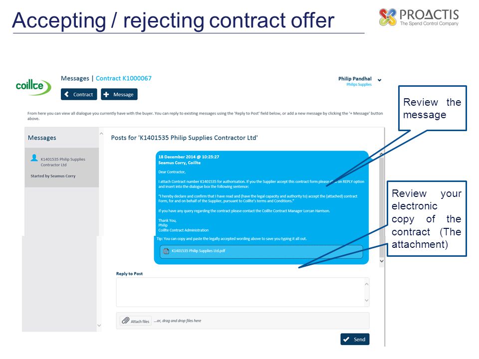 Accepting / rejecting contract offer