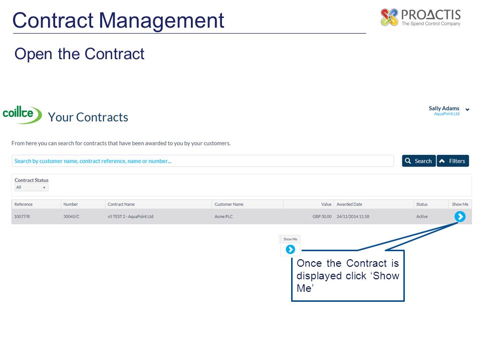 Contract Management Open the Contract