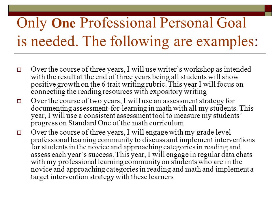 Only One Professional Personal Goal is needed