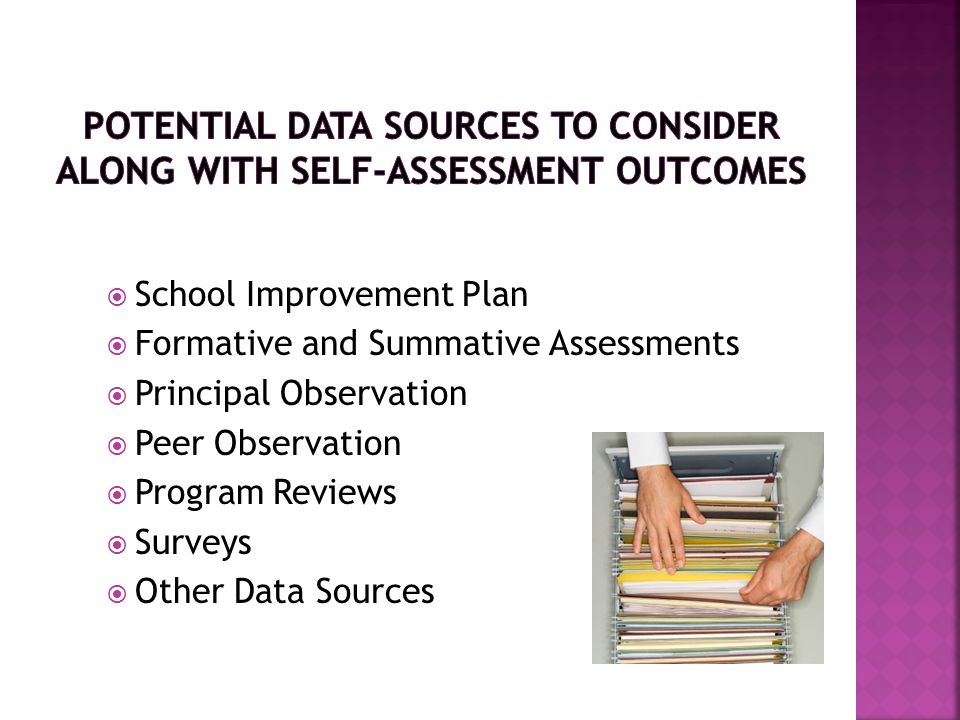 Potential Data Sources to Consider Along with Self-Assessment Outcomes