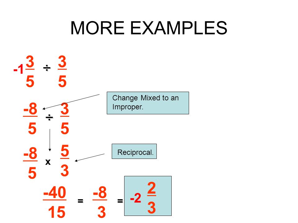 MORE EXAMPLES ÷ ÷ x =