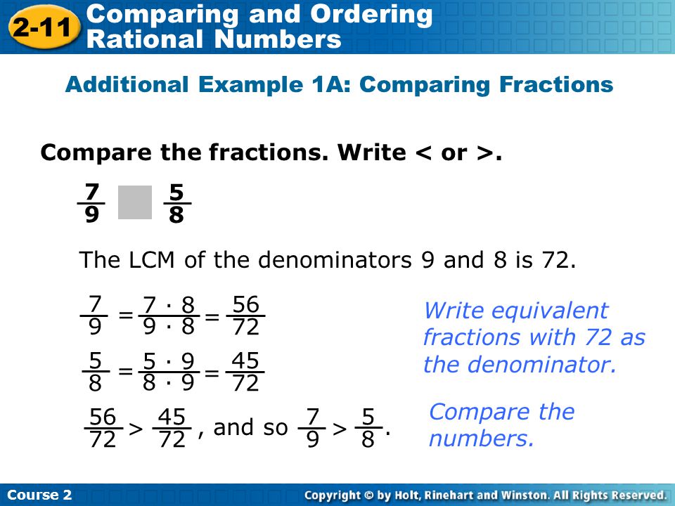 Additional Example 1A: Comparing Fractions