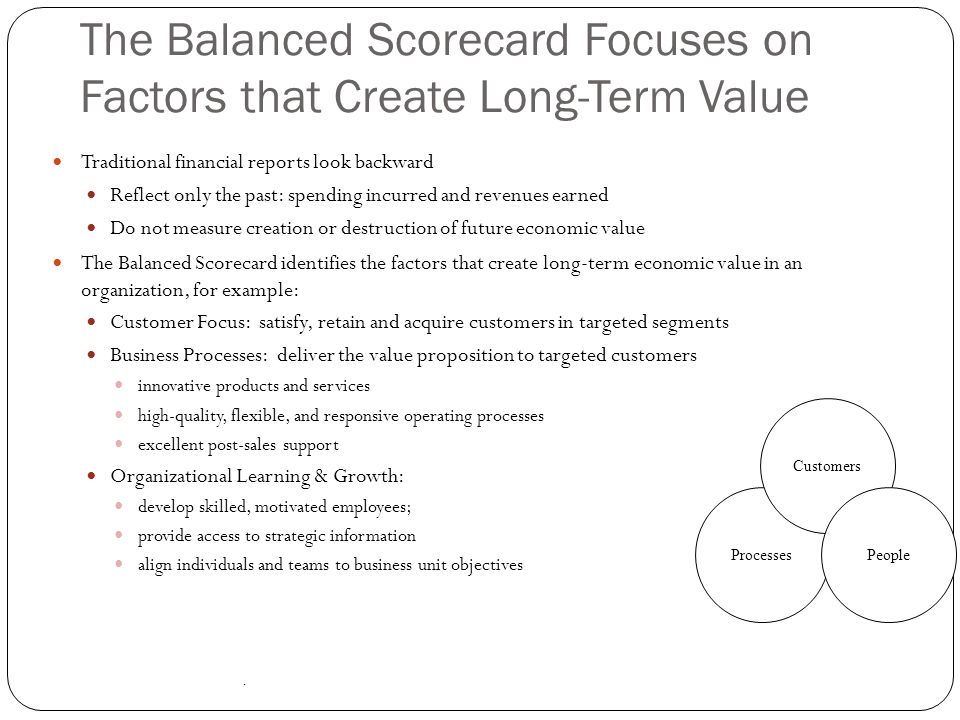 The Balanced Scorecard Focuses on Factors that Create Long-Term Value