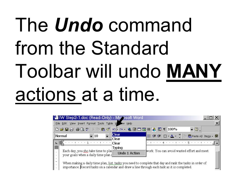 The Undo command from the Standard Toolbar will undo MANY actions at a time.