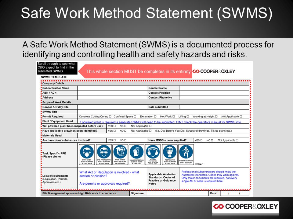 Safe Work Method Statement (SWMS)
