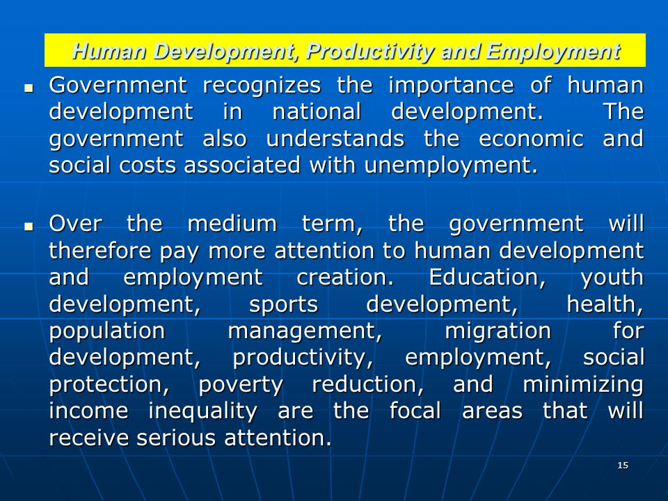 Human Development, Productivity and Employment