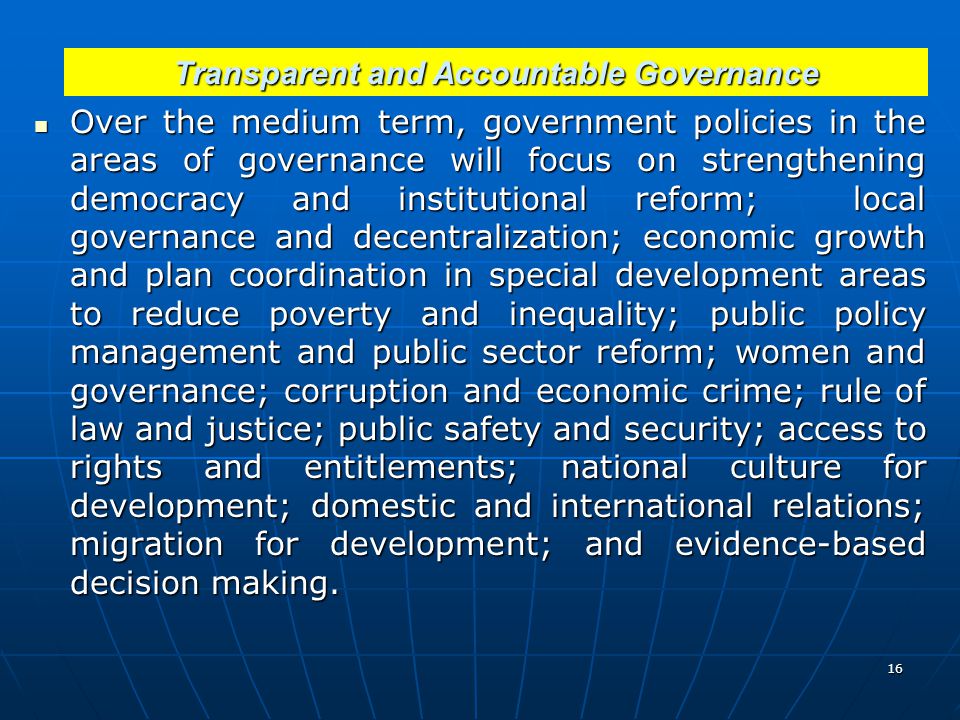 Transparent and Accountable Governance