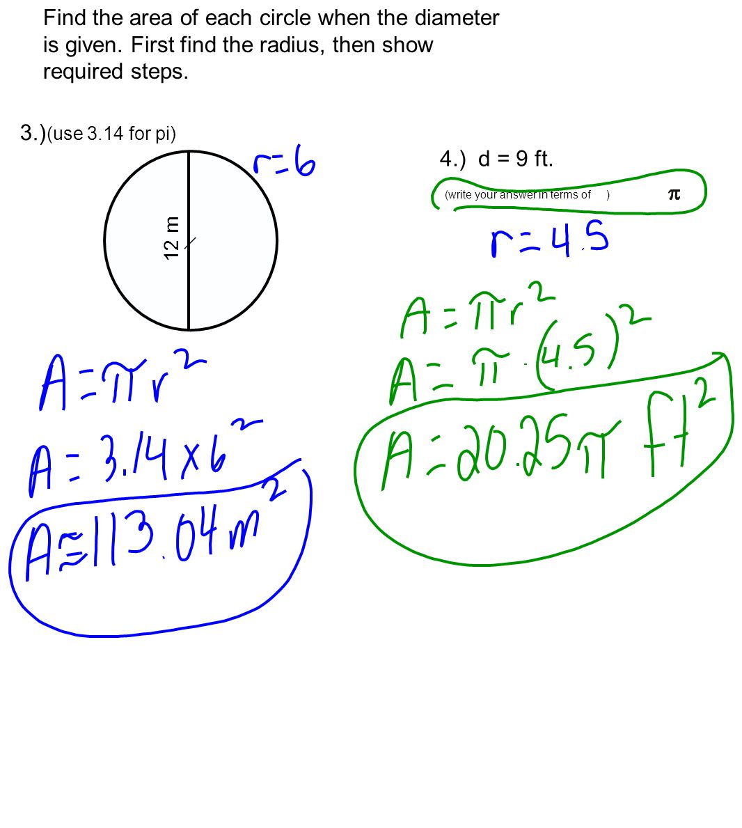 How To Find The Area Of A Circle Using Diameter