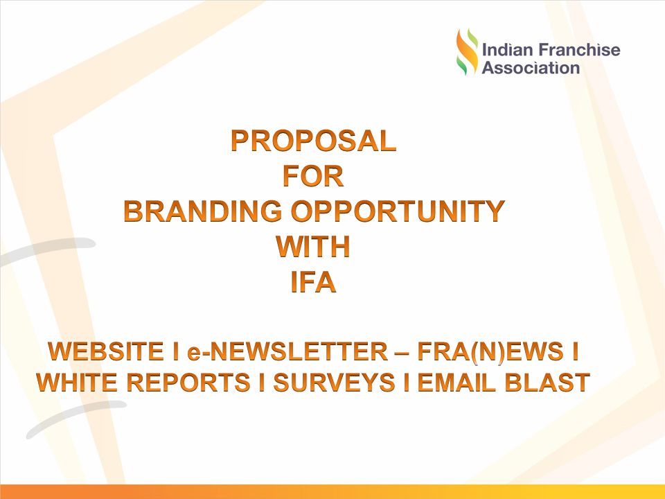 PROPOSAL FOR BRANDING OPPORTUNITY WITH IFA