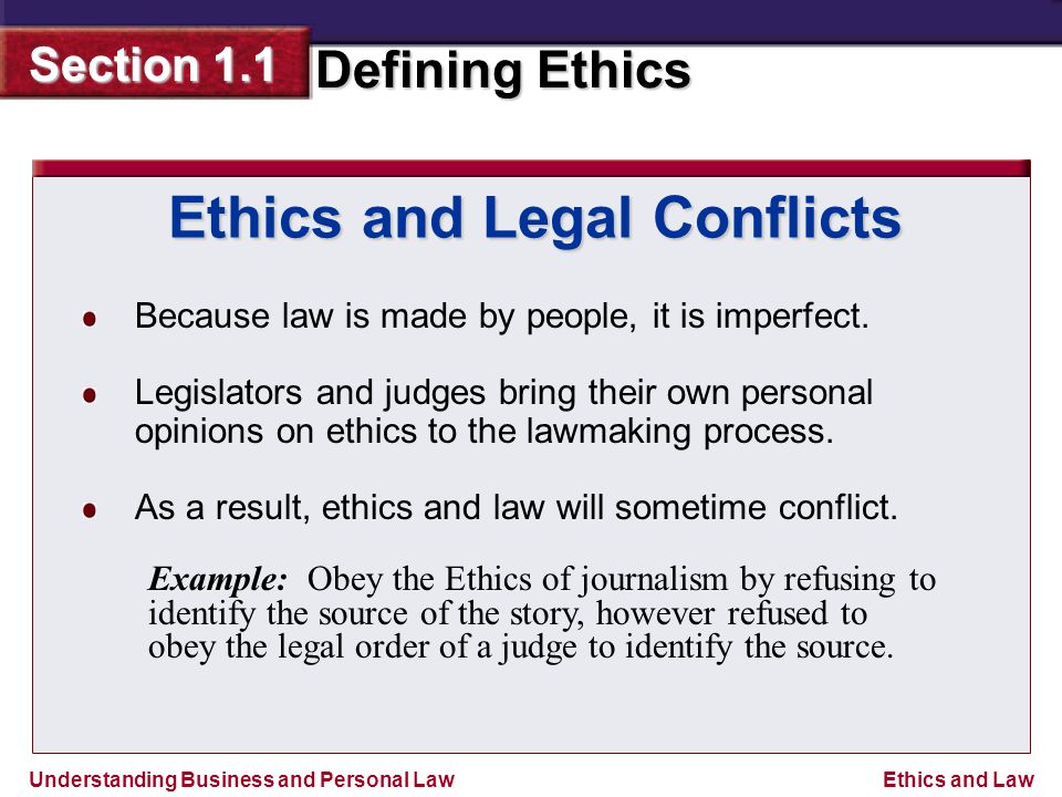 Ethics and Legal Conflicts