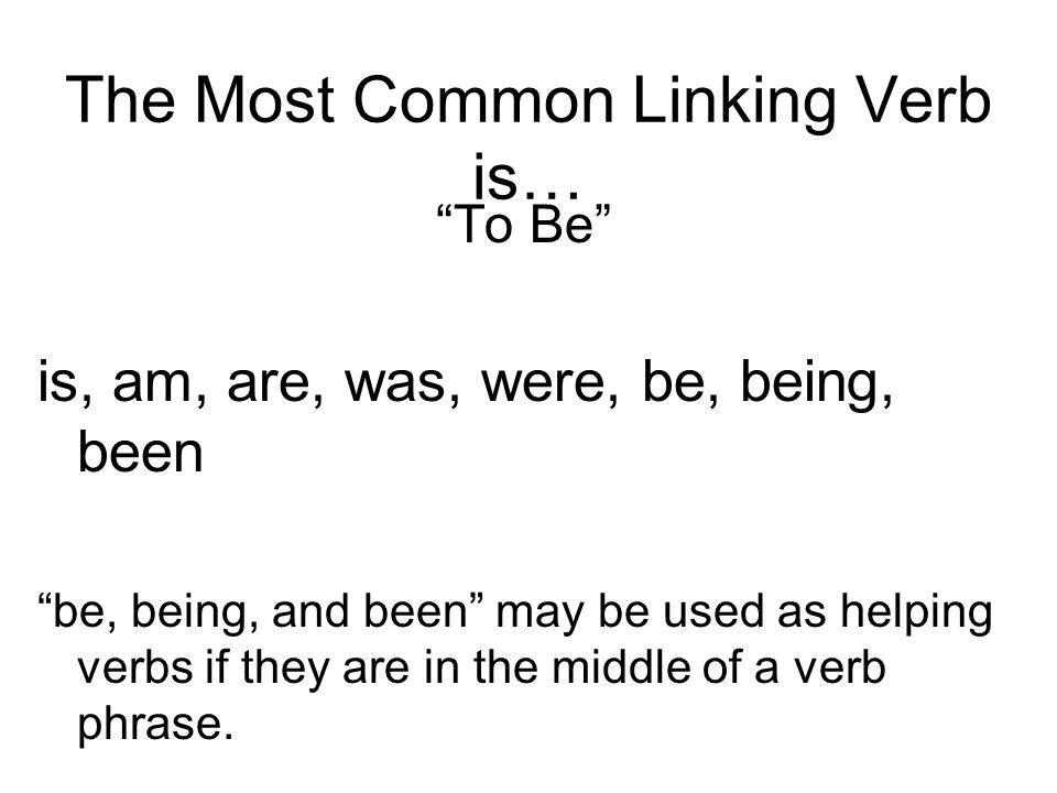 The Most Common Linking Verb is…