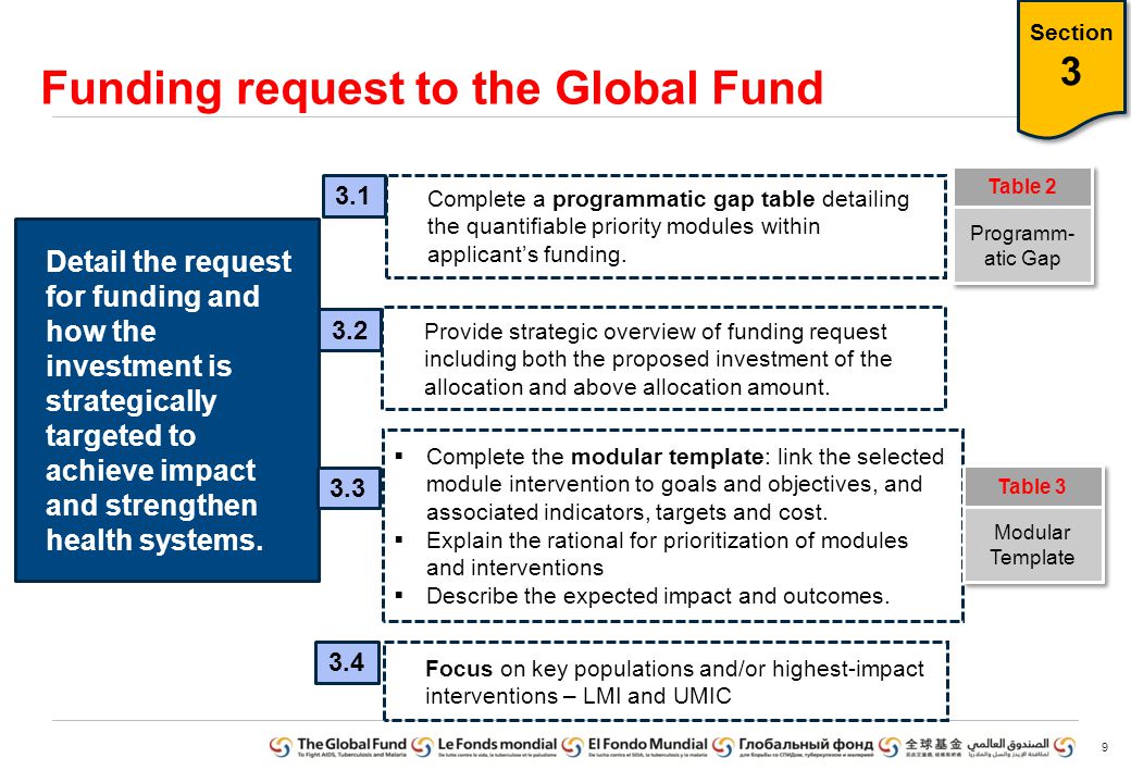 Funding request to the Global Fund