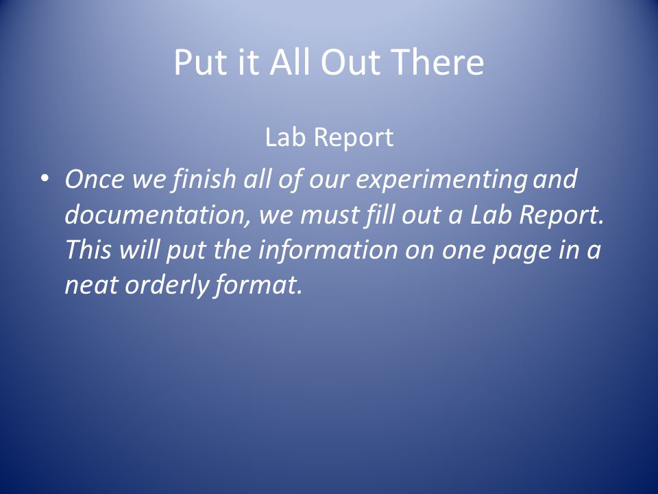 Put it All Out There Lab Report