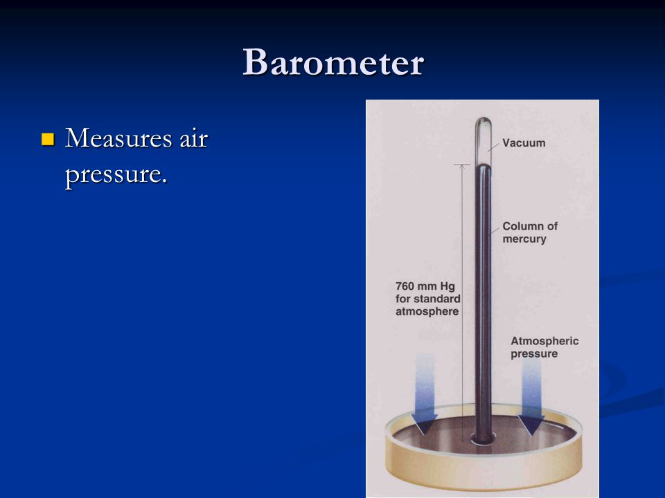 Barometer Measures air pressure.