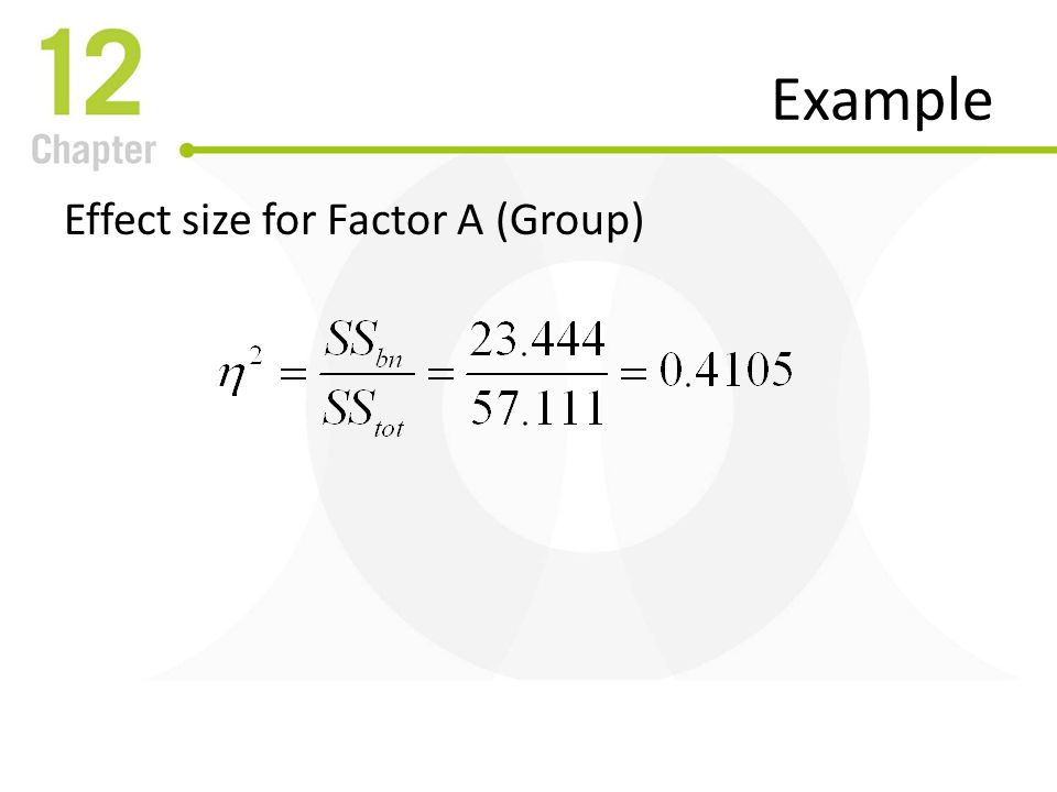 Example Effect size for Factor A (Group)