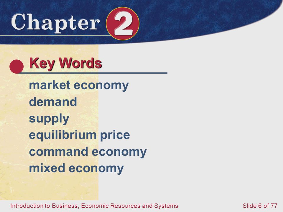 Key Words market economy demand supply equilibrium price